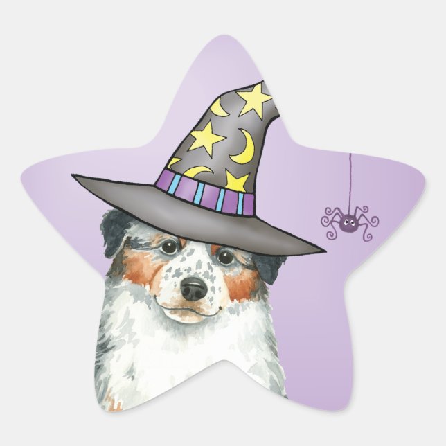 Australian Shepherd Witch Star Sticker (Front)