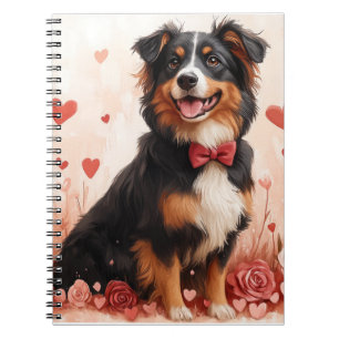 Australian Shepherd with Roses - Valentine's Day  Notebook