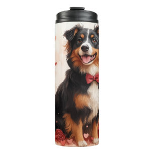 Australian Shepherd with Roses - Valentine's Day  Thermal Tumbler