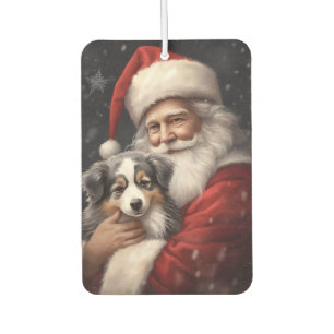 Australian Shepherd with Santa Claus Christmas  Car Air Freshener