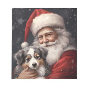 Australian Shepherd with Santa Claus Christmas  Notepad