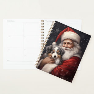 Australian Shepherd with Santa Claus Christmas  Planner