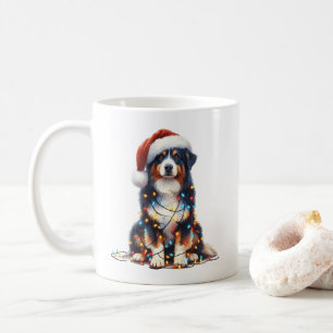 Australian Shepherd Wrapped in Christmas Light Coffee Mug