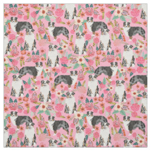 Australian Shepherds fabric florals pattern