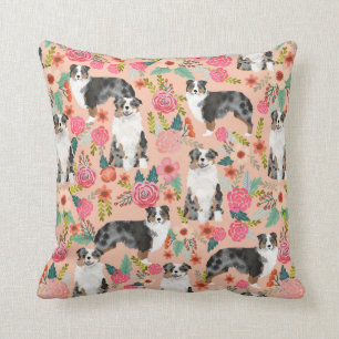Australian Shepherds Florals Pillow