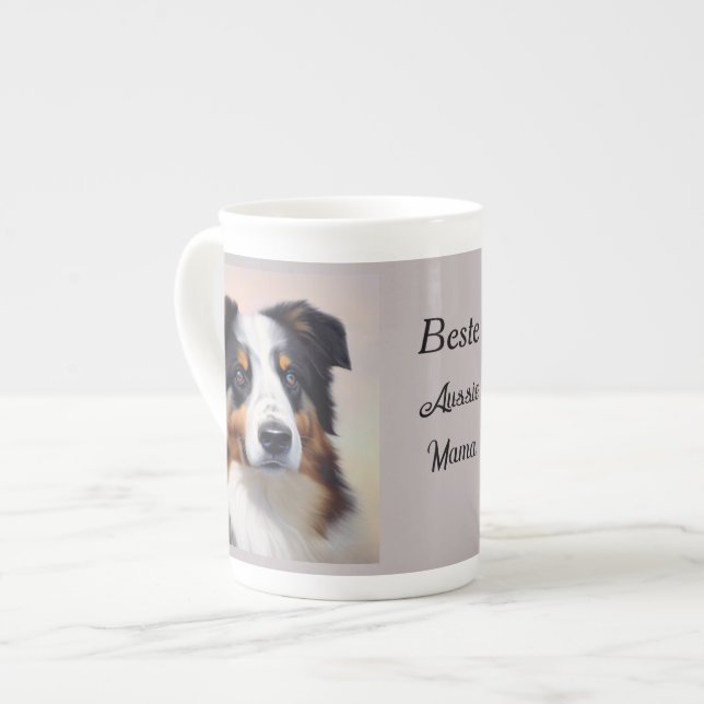 Australian Shepherd's head -  Bone China Mug (Front Left)