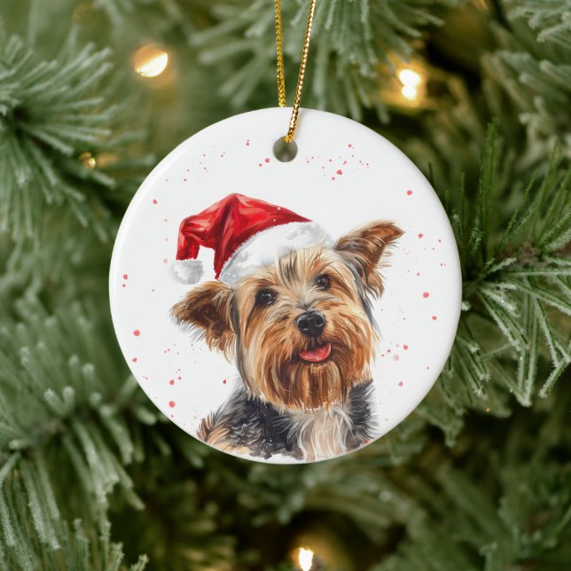 Australian Silky Terrier Christmas Personalised Ceramic Ornament (Tree)