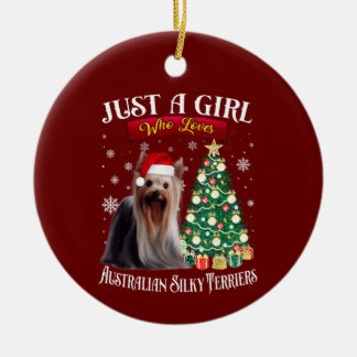 Australian Silky Terrier dog Christmas Tree xmas Ceramic Ornament