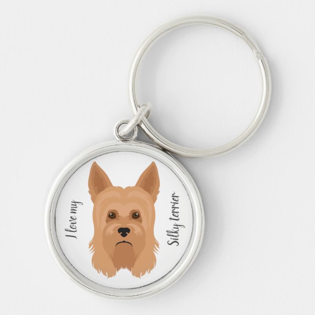 Australian Silky terrier dog Key Ring (Front)