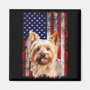 Australian Silky Terrier Dog Lover Flag 4th of Magnet