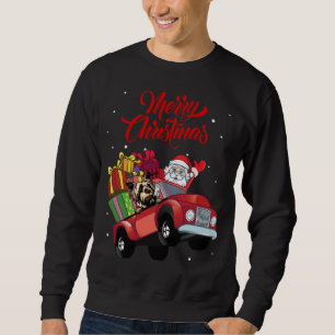 Australian Silky Terrier With Santa Claus In Red T Sweatshirt