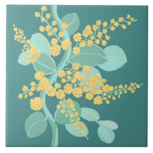 Australian Silver Wattle blossoms Ceramic Tile