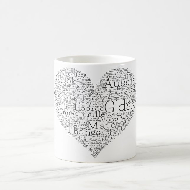 Australian slang heart coffee mug (Center)