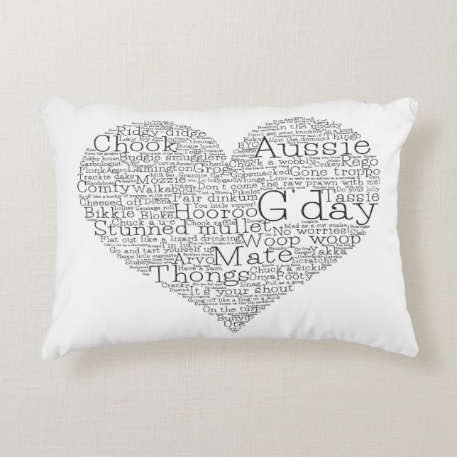 Australian slang heart decorative cushion (Front)