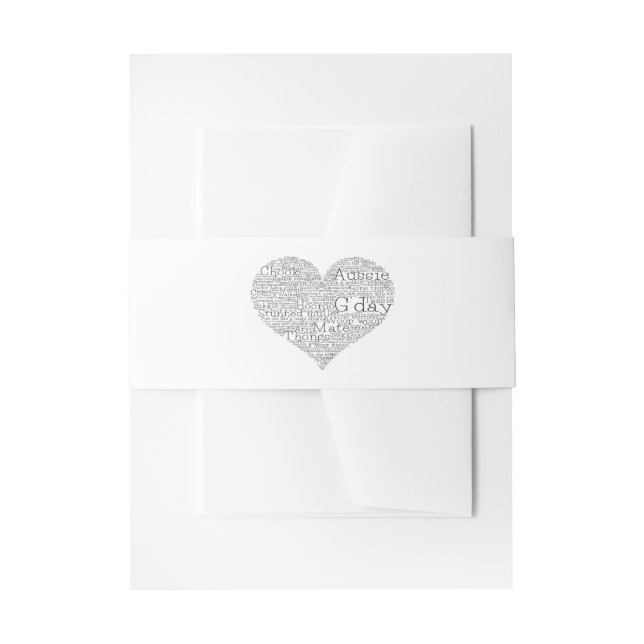 Australian slang heart invitation belly band (Front Example)