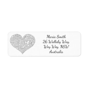Australian slang heart return address label