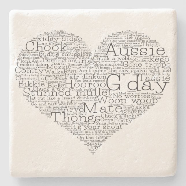 Australian slang heart stone coaster (Front)
