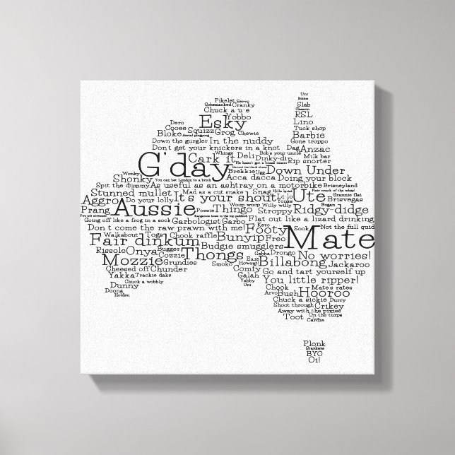 Australian slang map canvas print (Front)