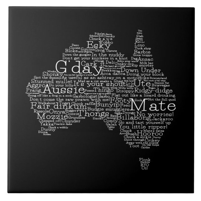 Australian slang map ceramic tile (Front)
