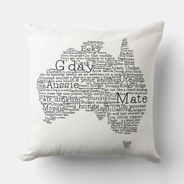 Australian slang map cushion (Front)