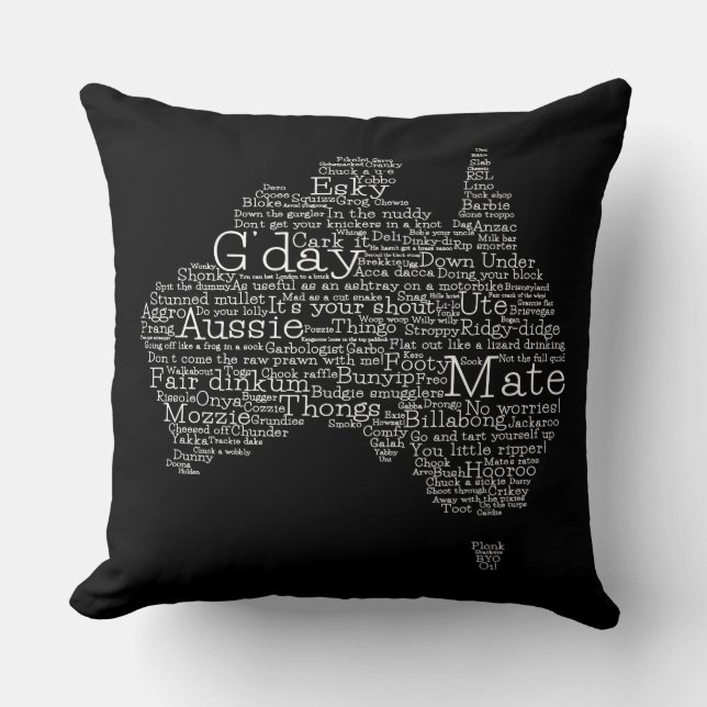 Australian slang map cushion (Front)