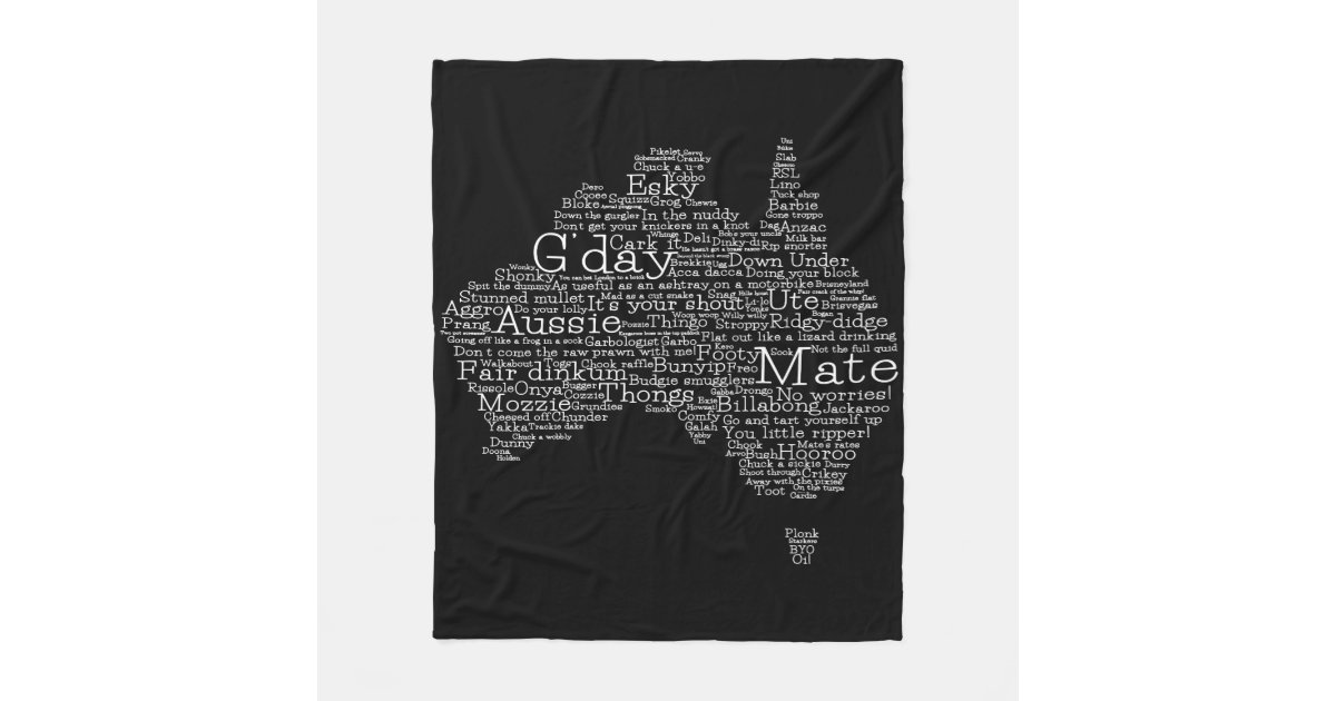 Australian slang map fleece blanket Zazzle