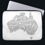 Australian slang map laptop sleeve<br><div class="desc">The perfect gift for the Australian in your life! The map is entirely made up of words and phrases you won't hear anywhere else but in the land down under! How many do you know?</div>