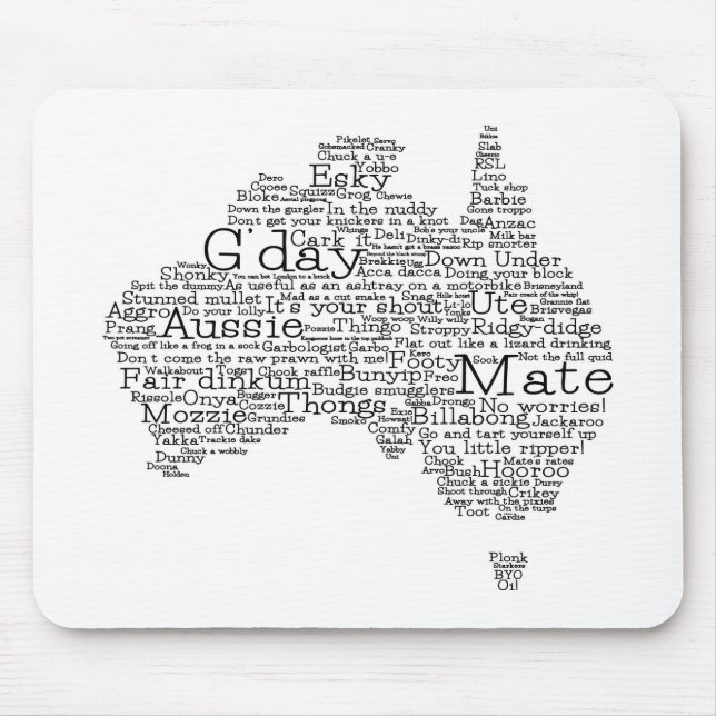 Australian slang map mouse pad (Front)