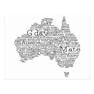 Australian slang map postcard