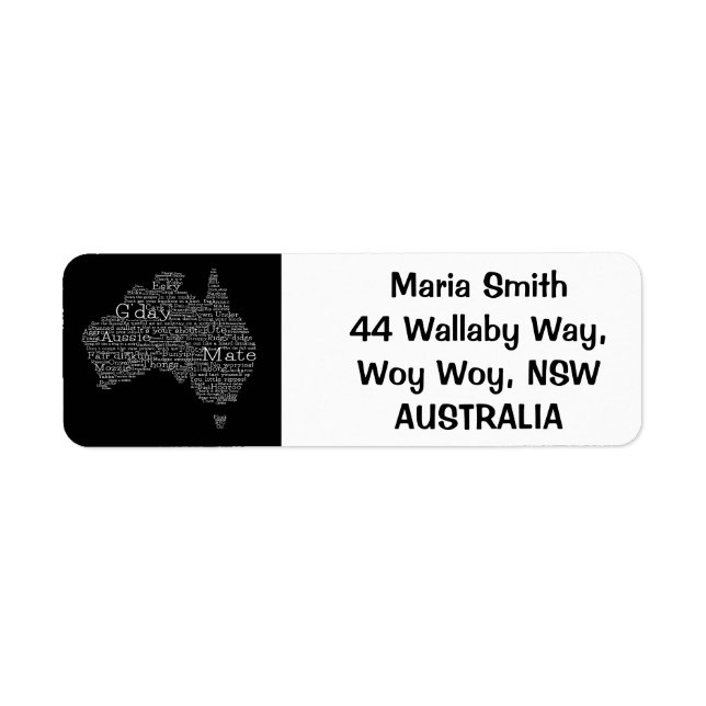 Australian slang map return address label (Front)