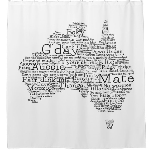 Australian slang map shower curtain (Front)