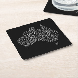 Australian slang map square paper coaster