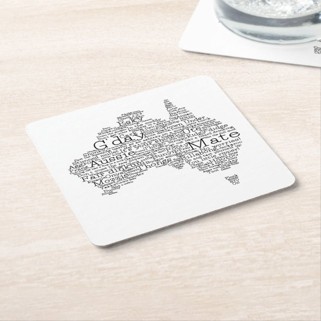 Australian slang map square paper coaster (Angled)