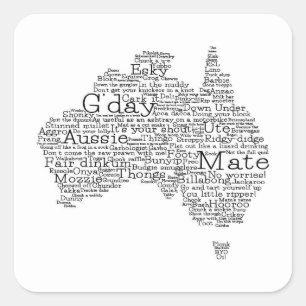 Australian slang map square sticker