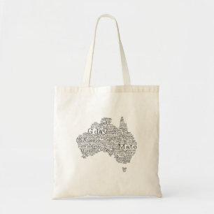 Australian slang map tote bag