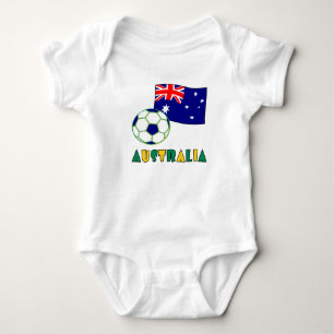 Australian Soccer Ball and Flag Baby Bodysuit