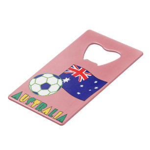 Australian Soccer Ball and Flag Pink Background
