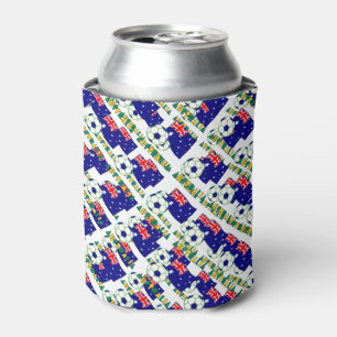 Australian Soccer Ball and Flag Tiled Can Cooler