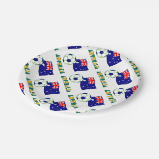 Australian Soccer Ball and Flag Tiled Paper Plate