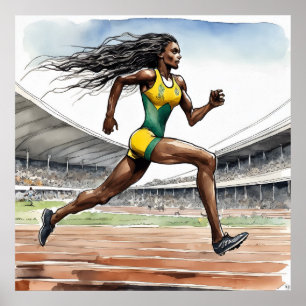 Australian Sprinter Watercolour Art Print
