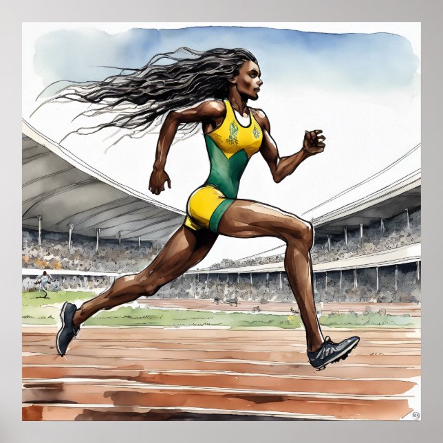 Australian Sprinter Watercolour Art Print (Front)