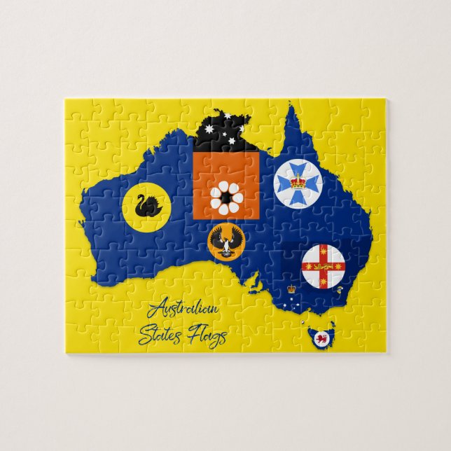 Australian State Flags Map, Educational Jigsaw Puzzle (Horizontal)