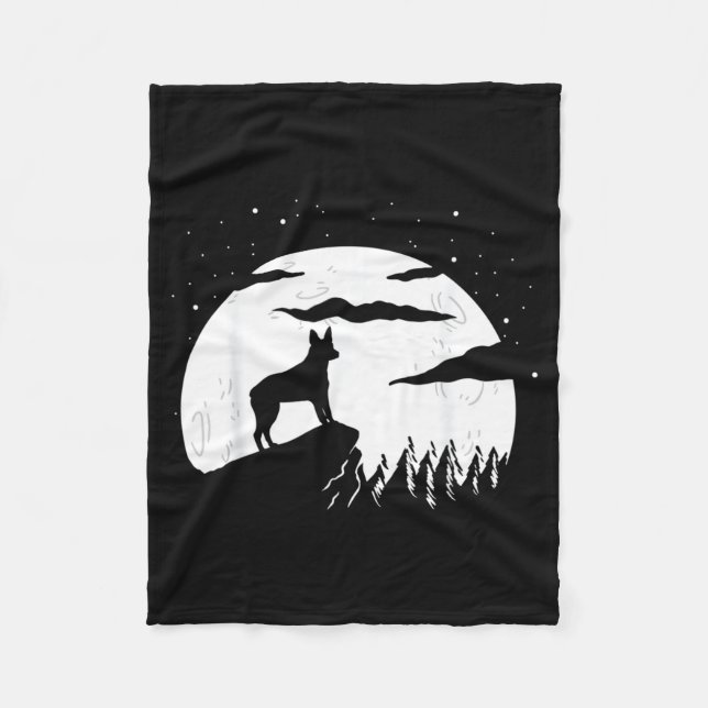 Australian Stumpy Tail Cattle Dog And Moon Fleece Blanket (Front)