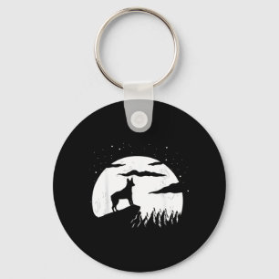 Australian Stumpy Tail Cattle Dog And Moon Key Ring