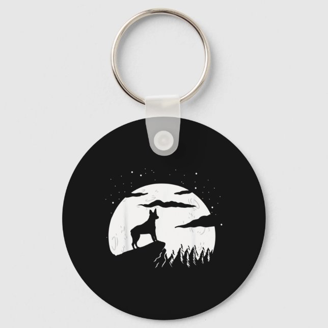 Australian Stumpy Tail Cattle Dog And Moon Key Ring (Front)