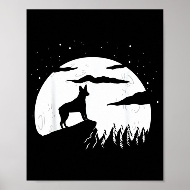 Australian Stumpy Tail Cattle Dog And Moon Poster (Front)
