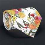 Australian Summer Bush Blooms Tie<br><div class="desc">Aussie summer blooms wildflower necktie showcasing wattle,  grevillea,  summer eucalyptus flowers,  and gum nuts in a chic bold summer colour palette. Designed by Aussie artist Jo Story of Sketchbook Designs.  Perfect for office and Aussie wedding attire.</div>