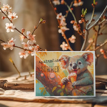 Australian Summer, koala card customisable