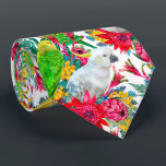 Australian Summer Tropical Parrot Pattern Neck Tie<br><div class="desc">This contemporary realistic Australian White cockatoo,  Budgie And Wattle Wildflower Patterned tie is perfect for any Australian themed event! This Watercolour birds and flowers tie features beautiful Australian cockatoos,  budgies and kangaroo paw flowers,  protea and Waratah wildflowers.</div>
