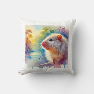 Australian swamp rat 010824AREF143 - Watercolor Cushion